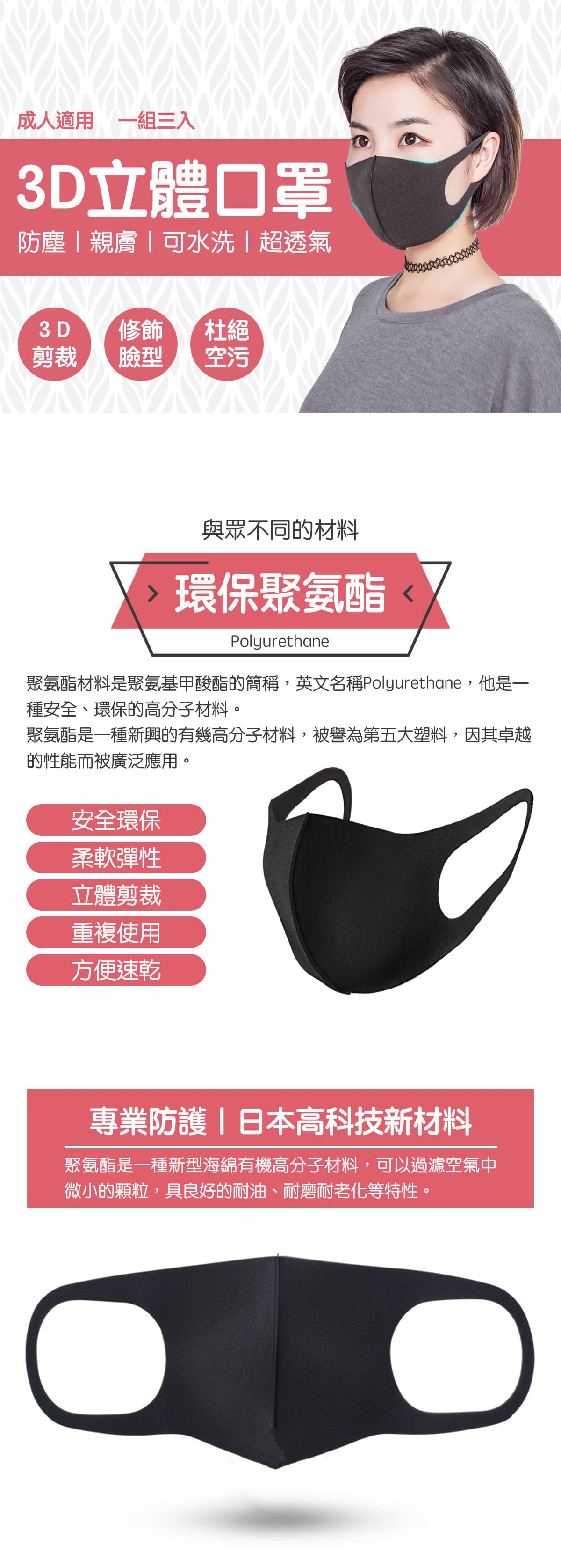 3D立體防護口罩-黑