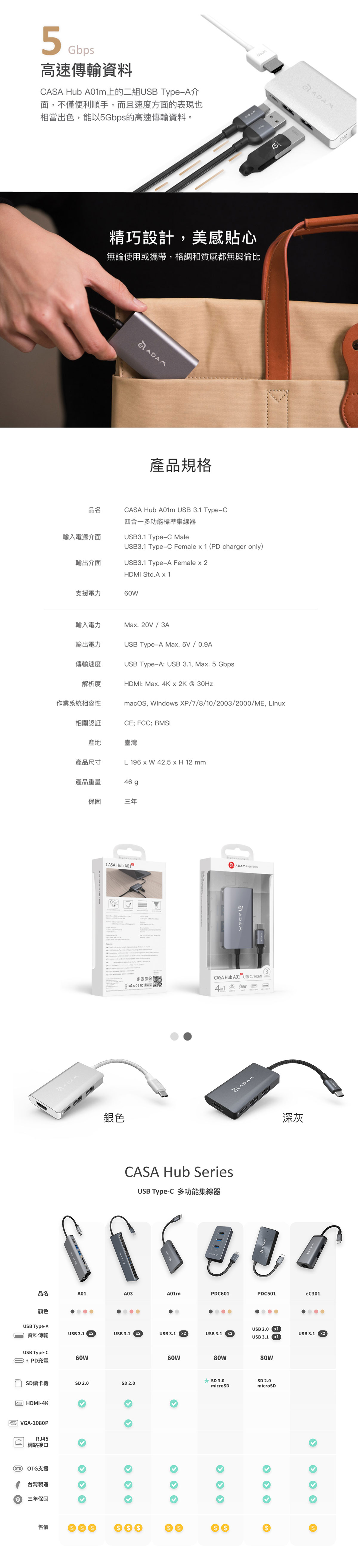支援USB充電／供電源規範（Power Delivery），使用Hub同時也能對筆電或設備充電