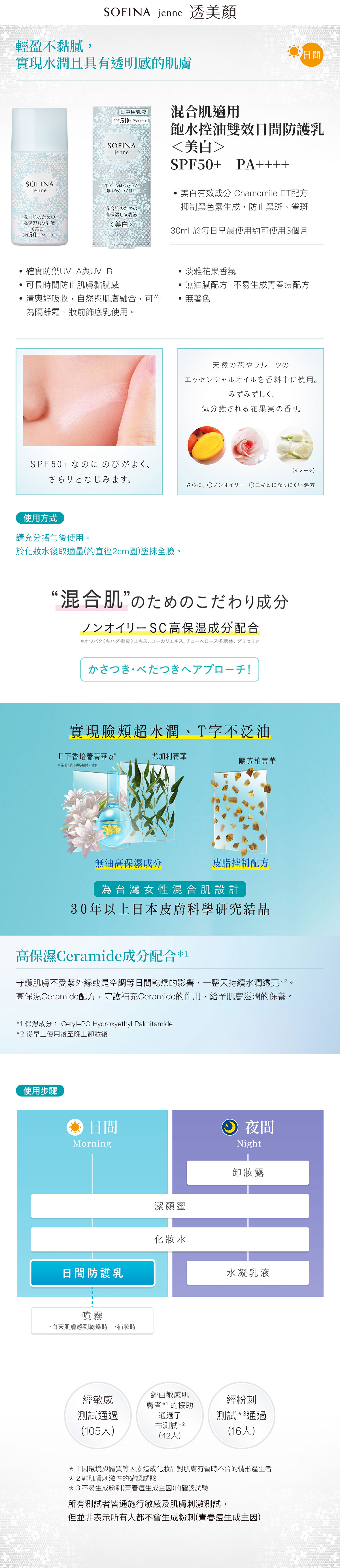 SOFINA jenne 透美顏防曬乳｜混合肌適用 飽水控油雙效 日間防護乳＜美白＞