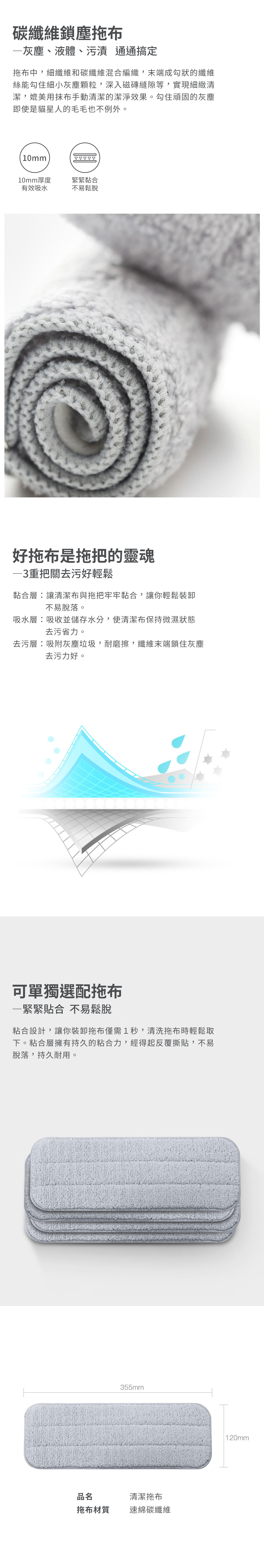 小米有品 德爾瑪噴水拖把專用替換拖布