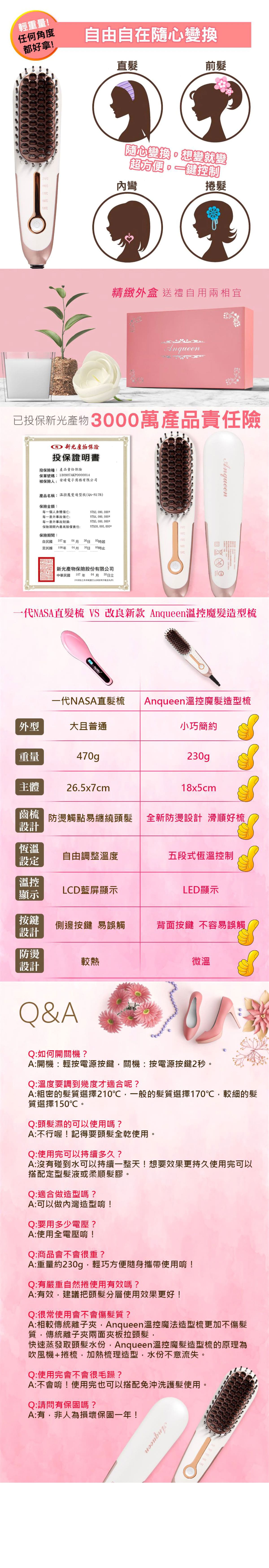 LED顯示燈精準恆溫 防燙齒梳 雙層隔熱 不燙肌膚 