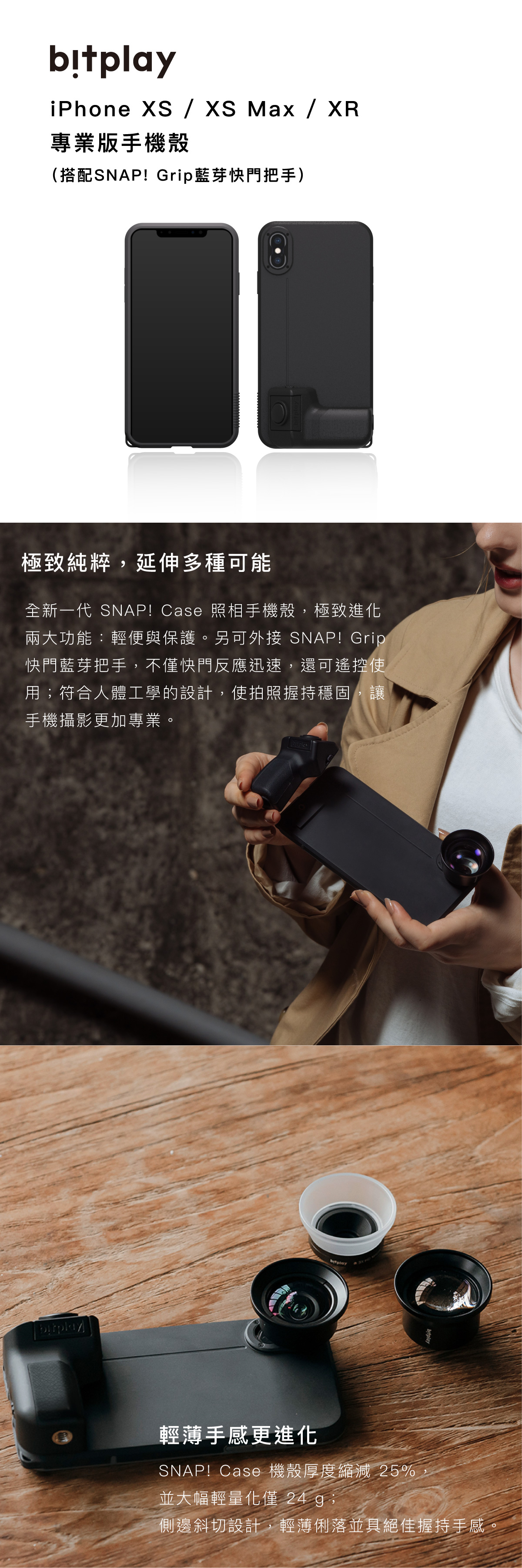 bitplay SNAP! 照相手機殼+藍芽把手套組 iPhone X/Xs/XR/Xs Max