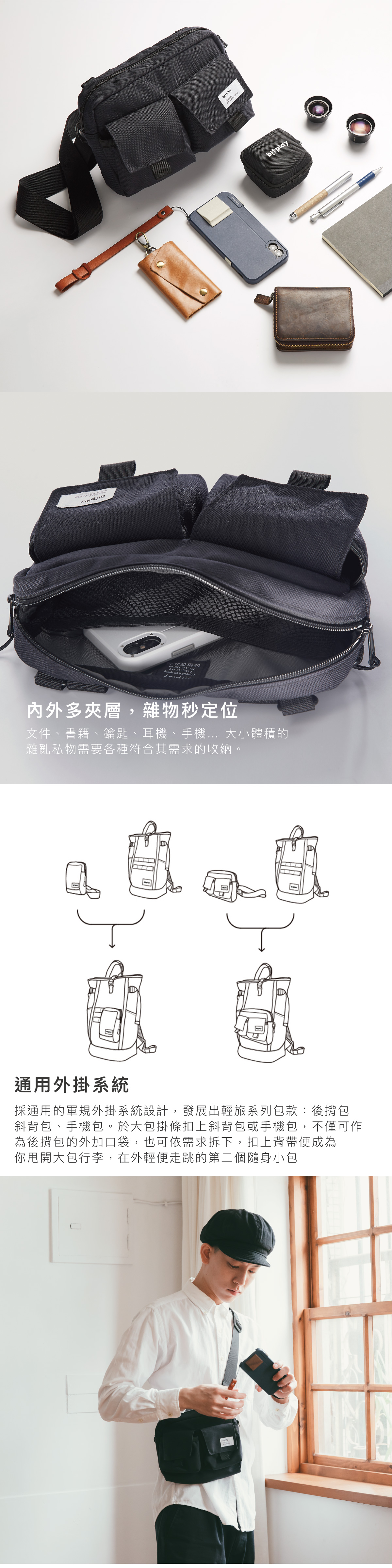 bitplay 斜背袋｜MIT台灣製造 良好耐磨性 耐撕裂性 防潑水性 輕量柔軟 色澤穩定