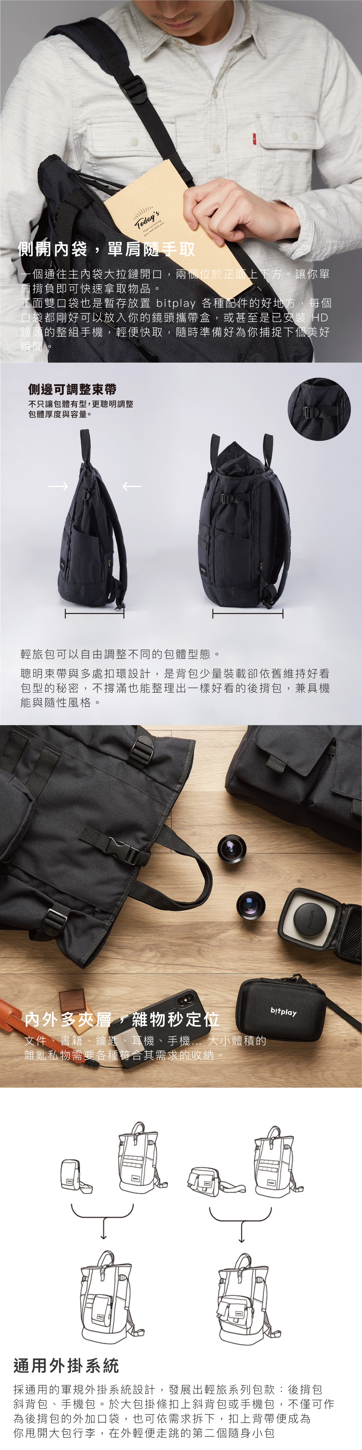 bitplay 後背包｜MIT台灣製造 良好耐磨性 耐撕裂性 防潑水性 輕量柔軟 色澤穩定