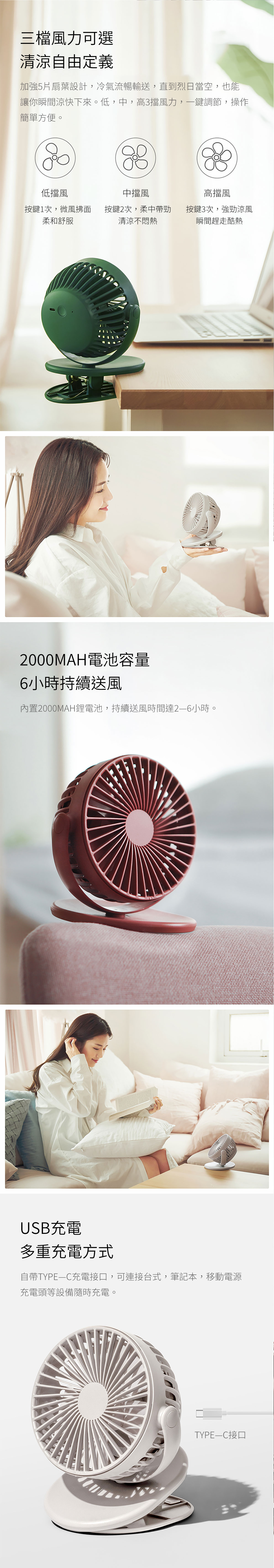 SOLOVE 素樂 F3 迷你夾式風扇｜上下左右360度旋轉 自由任意轉動哪都吹得到