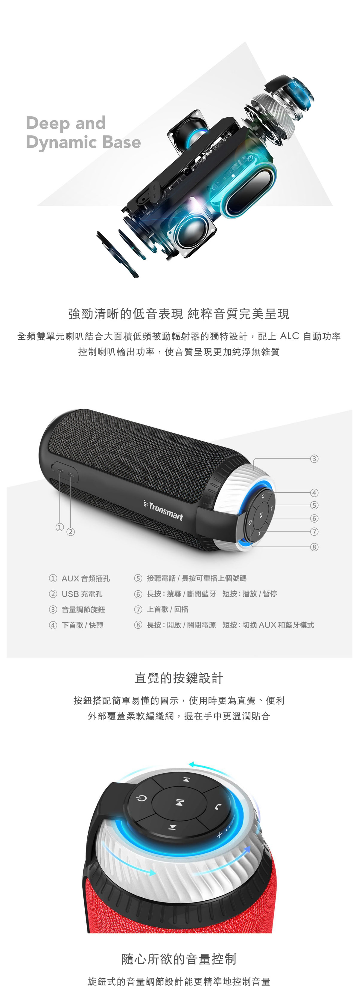 ELEMENT T6 戶外隨身藍芽喇叭 25W輸出 360度環繞音效 15小時長效播放