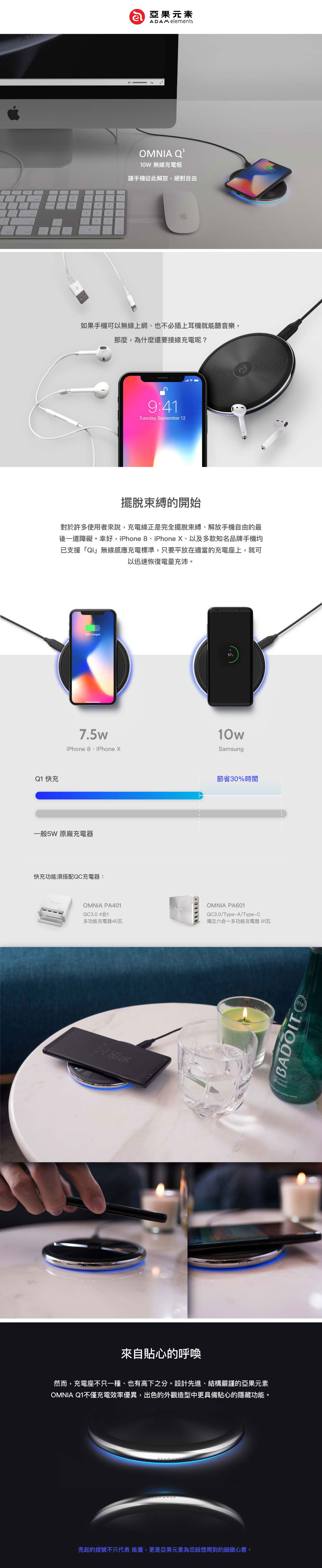 亞果元素 OMNIA Q1 10W 無線充電板