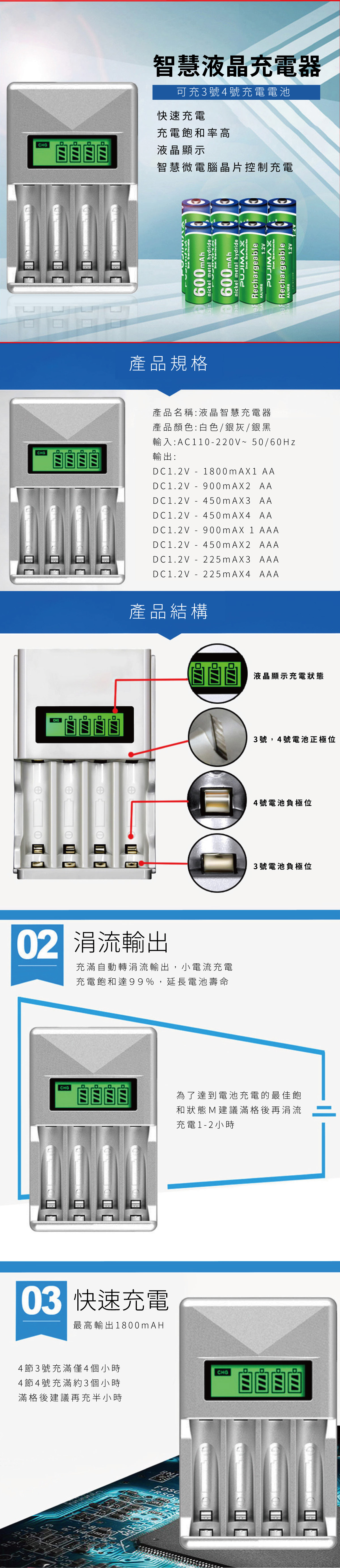 液晶顯示電池充電器